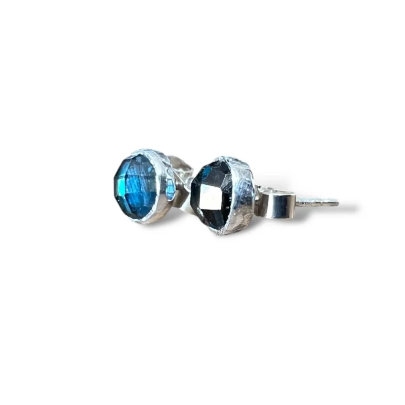 Sterling silver and Checkerboard London Blue Topaz earrings